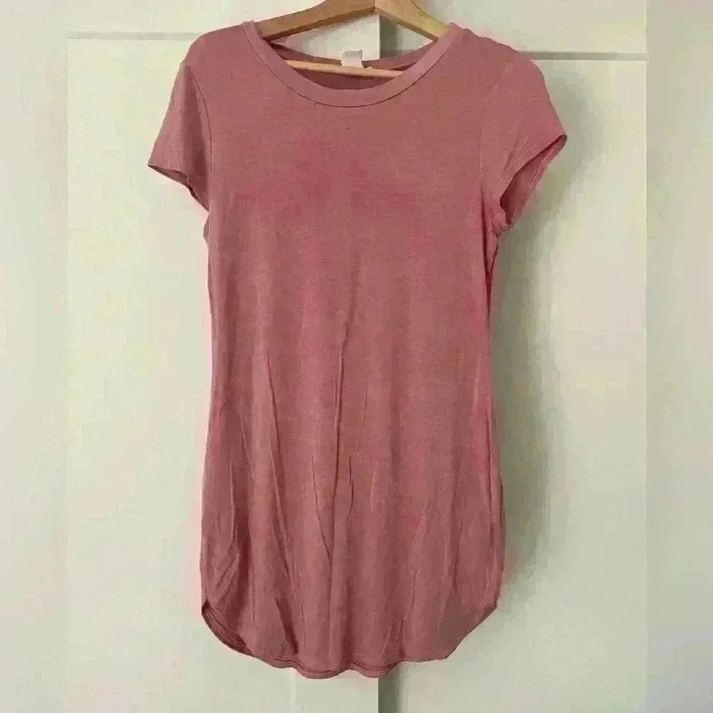 Poetry Solid | Batwing Sleeve | Curved Hem Dress | Size: XL | Color: blush pink